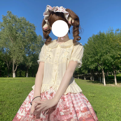 3 Puppets~Butterfly~Kawaii Lolita Short Sleeve Blouse   