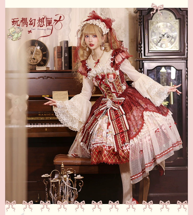 YingLuoFu - Doll Fantasy Box - Sweet Lolita JSK Dress & Tulle Blouse Set 44261:801485
