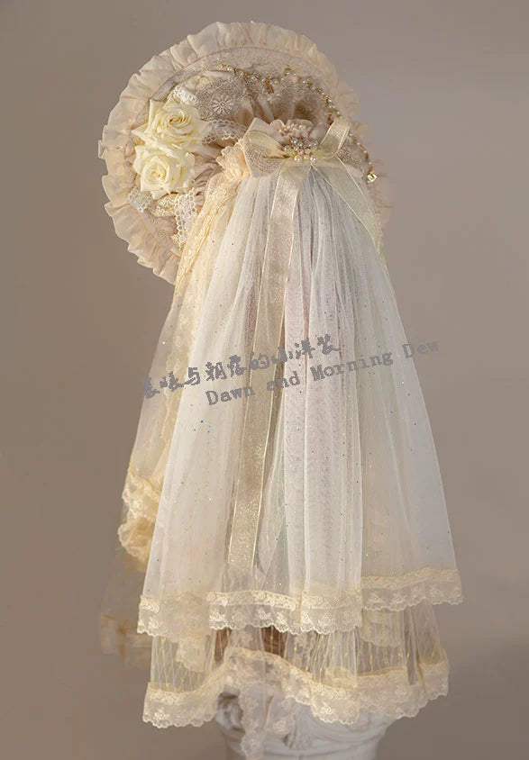 Dawn and Morning - Classic Lolita Accessories Elegant Lolita Headdress Veil only Apricot