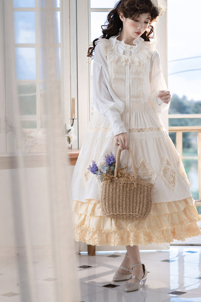 Little Dipper~Daily Lolita Hollowed-out Apron Dress Multicolors   