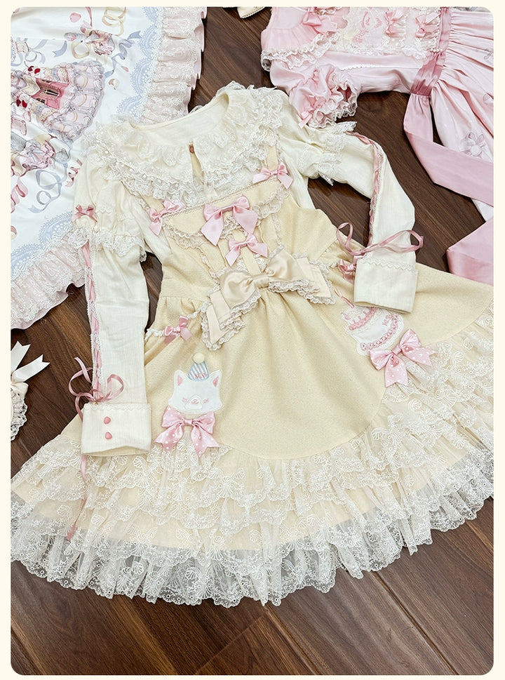 Mademoiselle Pearl~Wedding Cake~Sweet Lolita Dress Suit Printed JSK 41400:695110