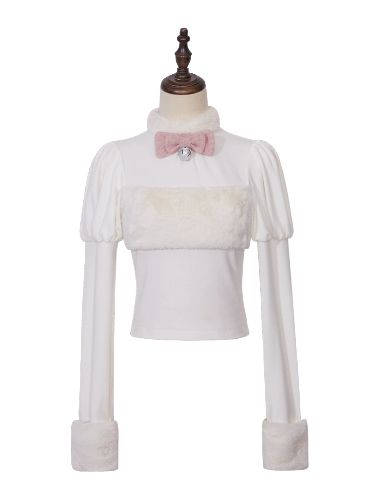 (BFM)Tan Tuan~Wish Cat~Sweet Lolita Shirt Fur Collar Knitted Blouse white innerwear (regular style) S 