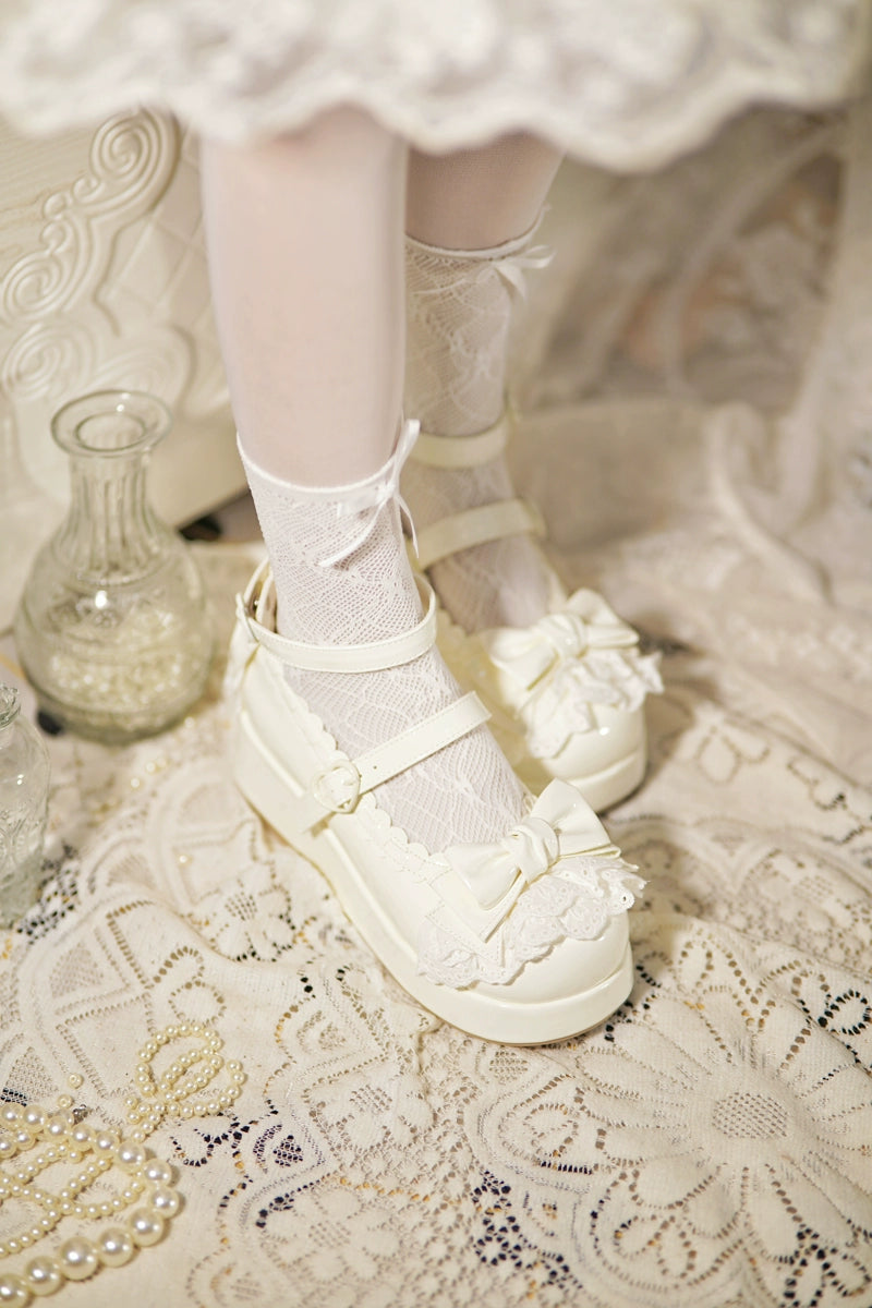Jiujiu Lolita - Milky Puff - Sweet Lolita Heels Shoes, Round Toe With Petite Wedge 43858:787889