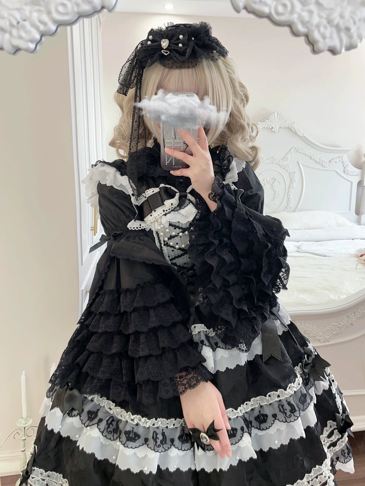 CheeseCat~Handmade Gothic Lolita Hat Anthony Cake Bow Lolita Hearwear   