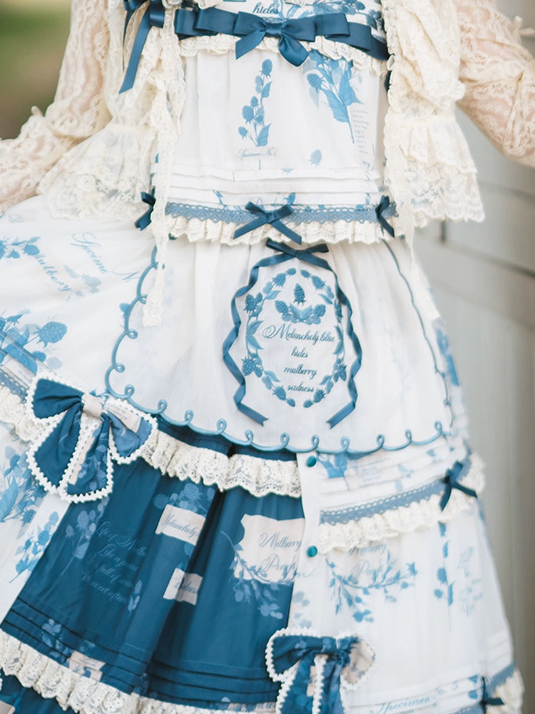 NanShengGe - Mulberry Poem - Country Lolita Printed Dress with Cardigan Set (2XL 3XL 4XL L M S XL) 42513:743201