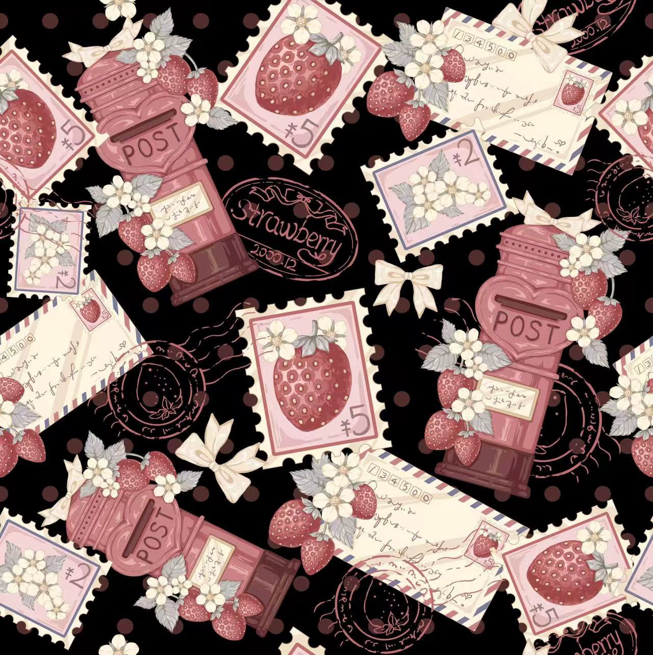 Strawberry Witch - Kawaii Lolita OP Dress, Strawberry Print (2XL 3XL L M S XL) 43836:786735