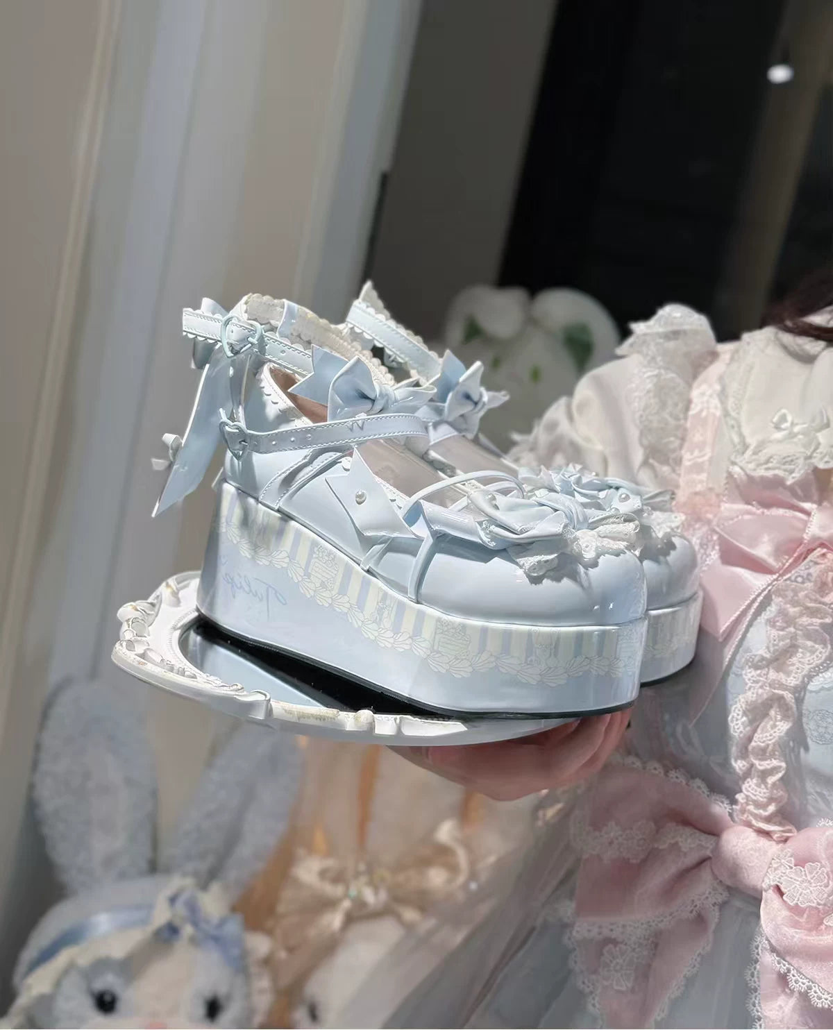 Windchime Fantasia - Sweet Lolita Platform Shoes, Detachable Back Bow 45759:861057