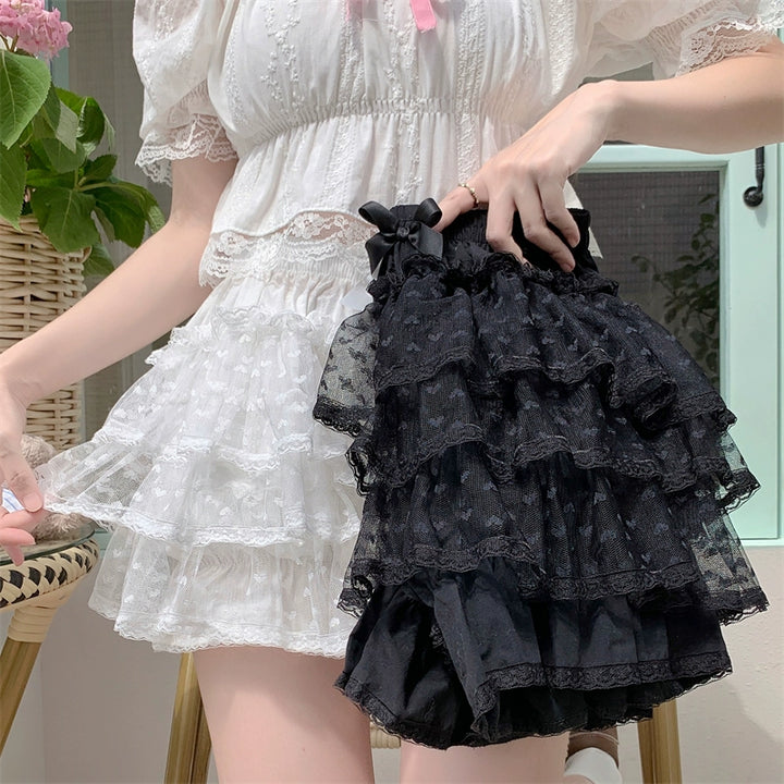 Sugar Girl~Daily Lolita Bloomers Floral Cotton Summer Leggings Free size Black -normal quality 