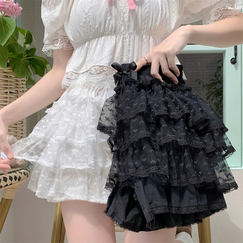 Sugar Girl - Daily Lolita Bloomers Floral Cotton Summer Leggings One Size Black -normal quality