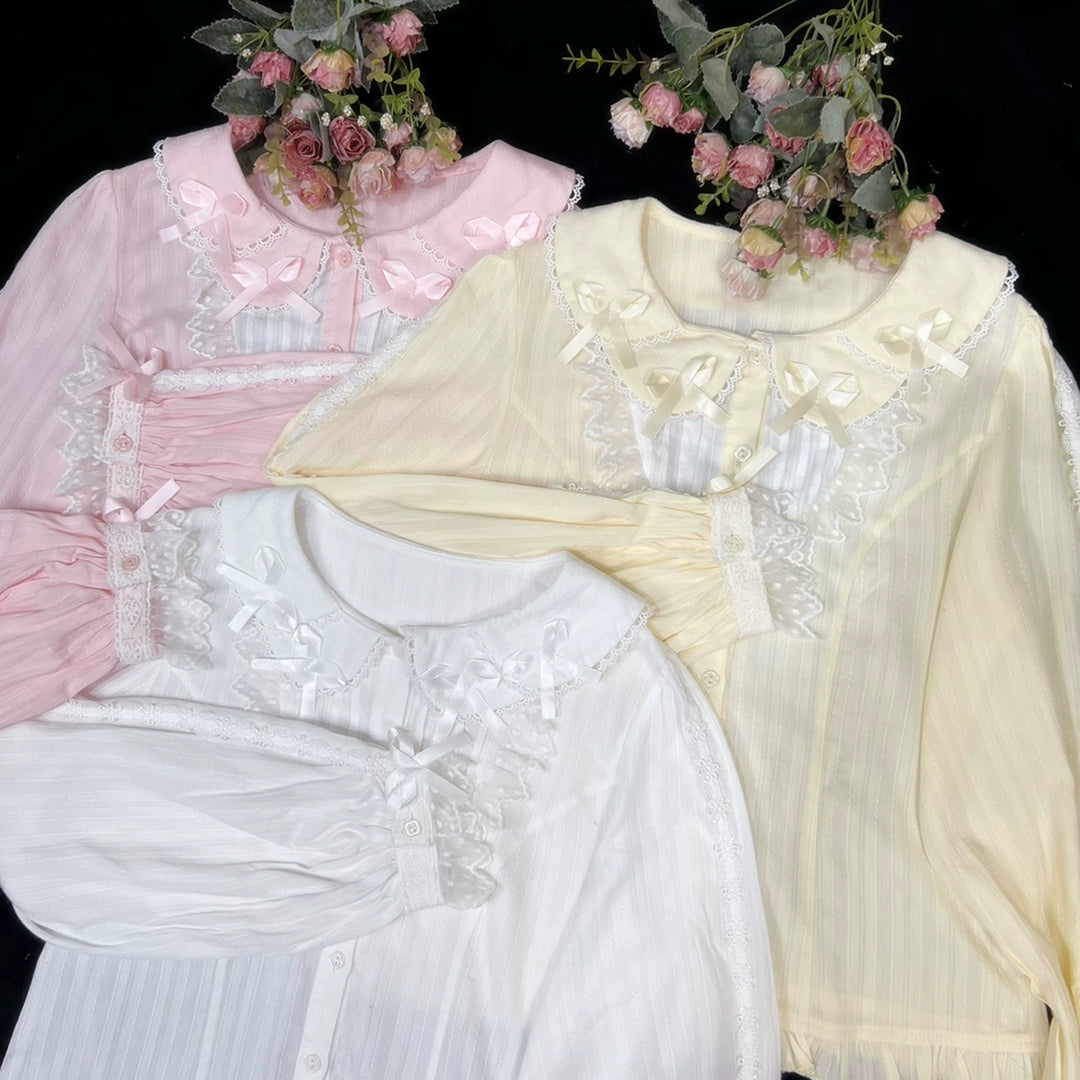 DMFS Lolita~Sweet Lolita Long Sleeve Shirt with Doll Collar   