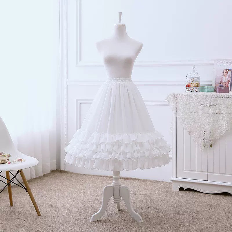 Your Princess~Lolita Fashion Cosplay Fishbone Adjustable Petticoat Free size violent fishbone petticoat - white 70cm 