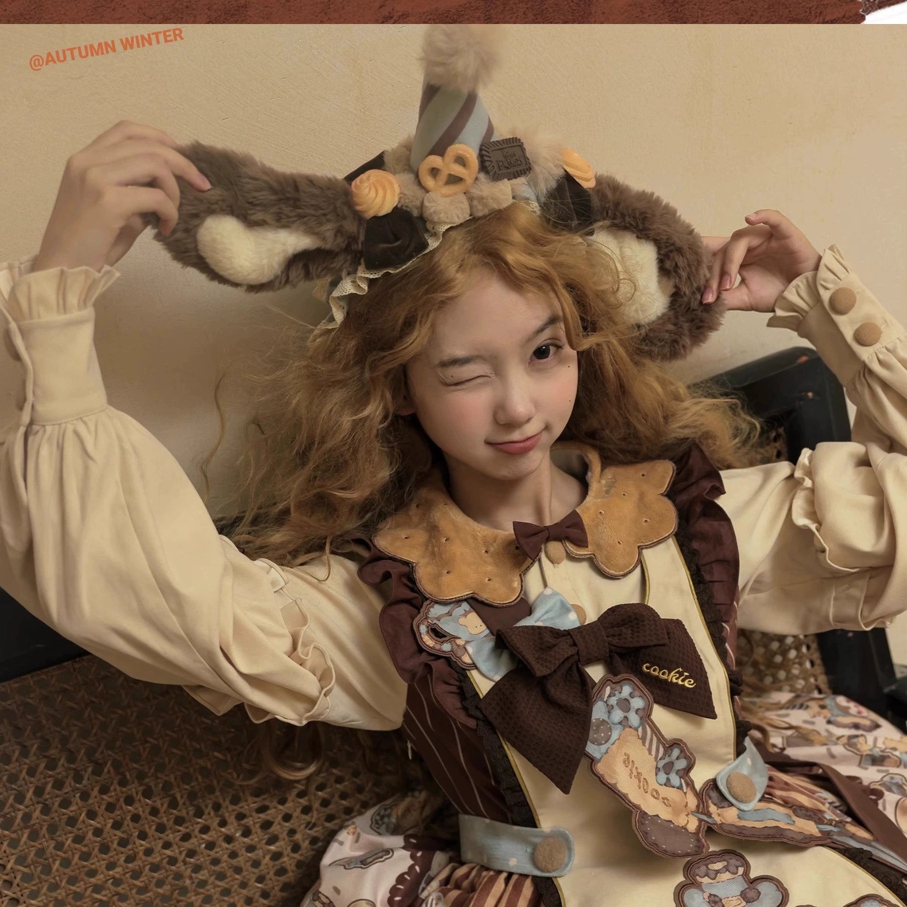 Star Fantasy - Cookie - Winter Plush Lolita Cape, Headdress Pre-order Rabbit Ear KC Only
