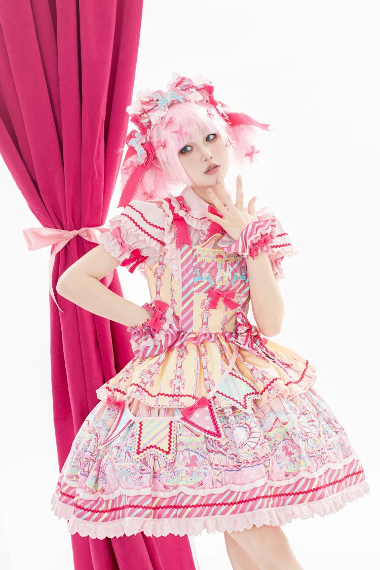 Letters from Unknown Star - Candy Park - Sweet Lolita Print Jumper Dress 29486:346446