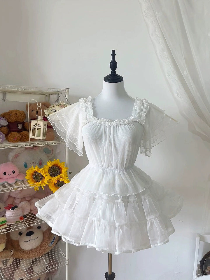 Yuexi~Plus Size Lolita Blouse Versatile Daily Loose Shirt S White 