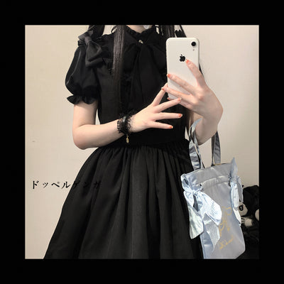 (BFM)KittyBxllet~Dream Crystal~Jirai Kei Lace Stand Collar Ribbon Blouse   