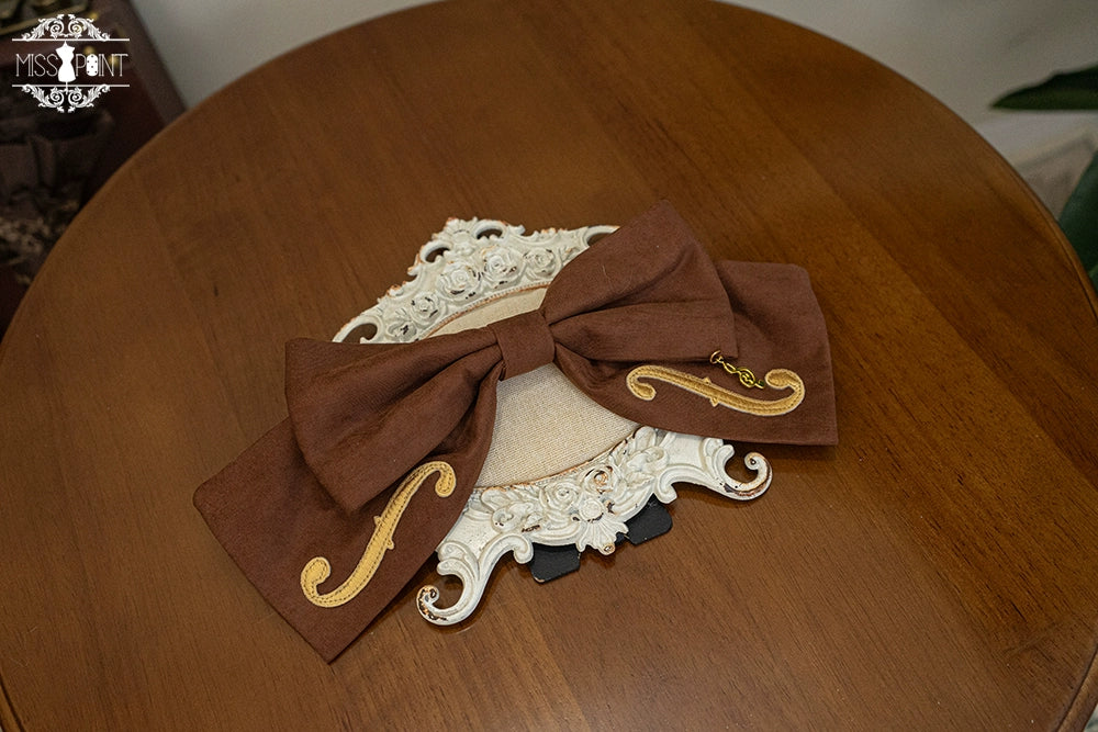 Miss Point - Golden Movement - Lolita Accessory Brooch Bow Tie KC Brown Big Clip