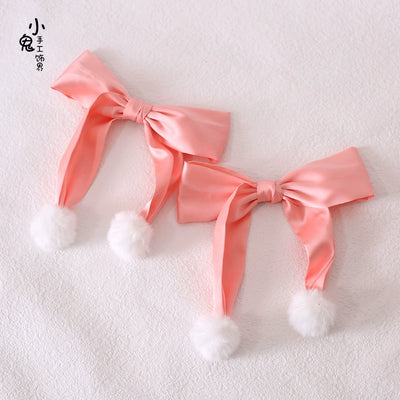 Xiaogui~Sweet Lolita Bow Hair Clips Multicolors a pair of honey pink hair clips  