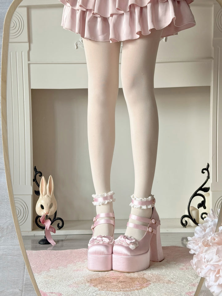 Pure Tea For Dream~Otome Fairy Tale~Sweet Lolita Shoes High Platform Satin Heels 42091:726152