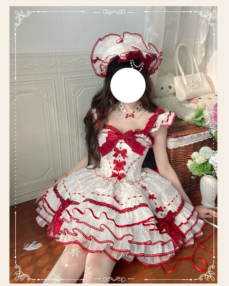 Sakurahime - Velour Love - Princess Sweet Lolita JSK Dress, Tiered Ruffles