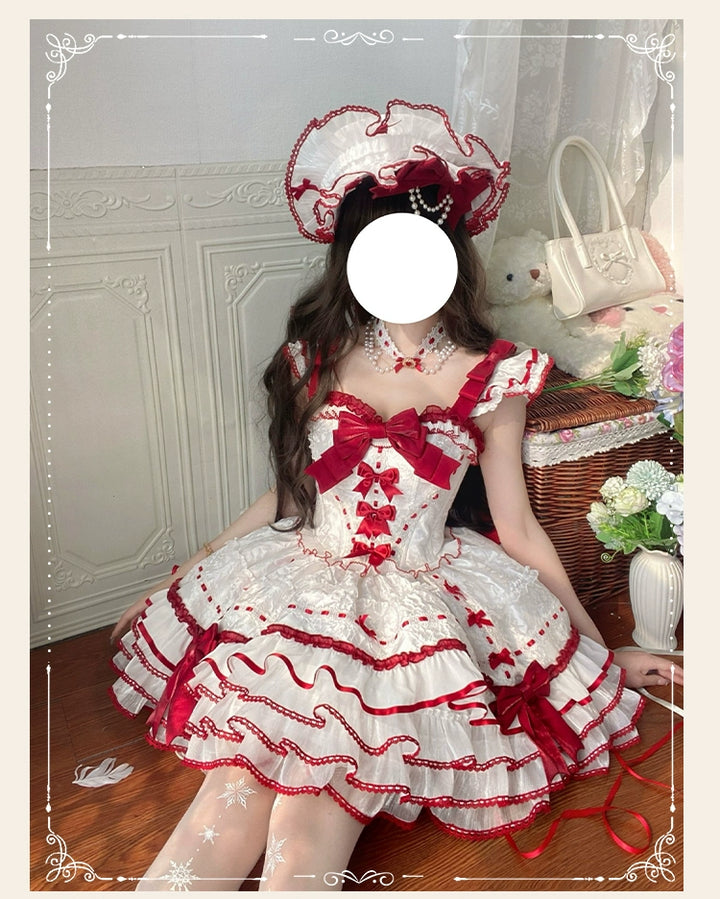 Sakurahime - Velour Love - Princess Sweet Lolita JSK Dress, Tiered Ruffles
