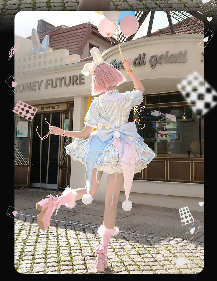 Forest Fluorescent Carps~Ouji Lolita OP Dress Circus Lolita Strip Prince Suit 38690:596570