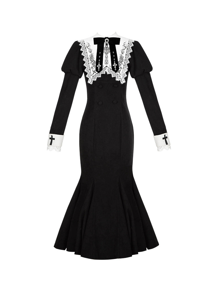 With PUJI - Rose Doll - Gothic Lolita Short OP, Mermaid Dress 44301:803484