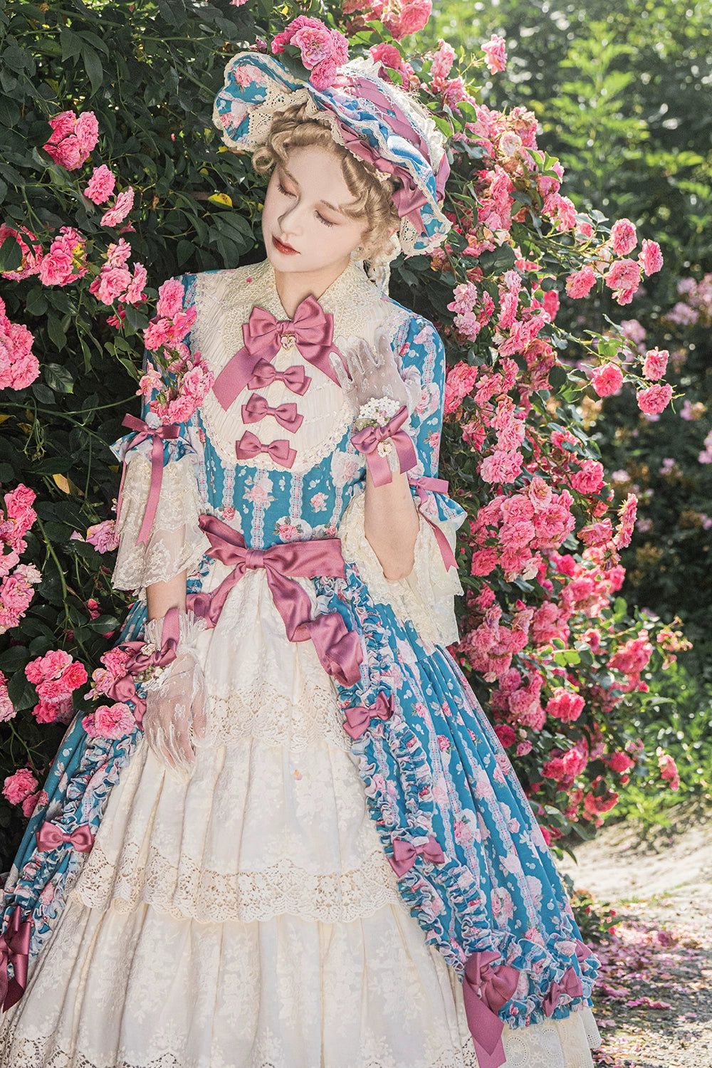 Miss Point~Lilyka Garden~Classic Lolita OP Dress Set Elegant Floral Wall Princess Sleeve 38832:606422