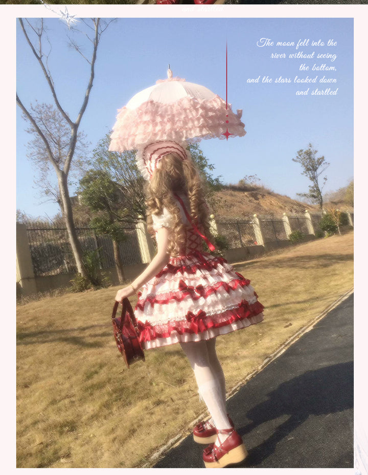 Sakurahime~Ribbon Strawberry~Sweet Lolita JSK and BNT with Old School Lolita Style 42537:744368