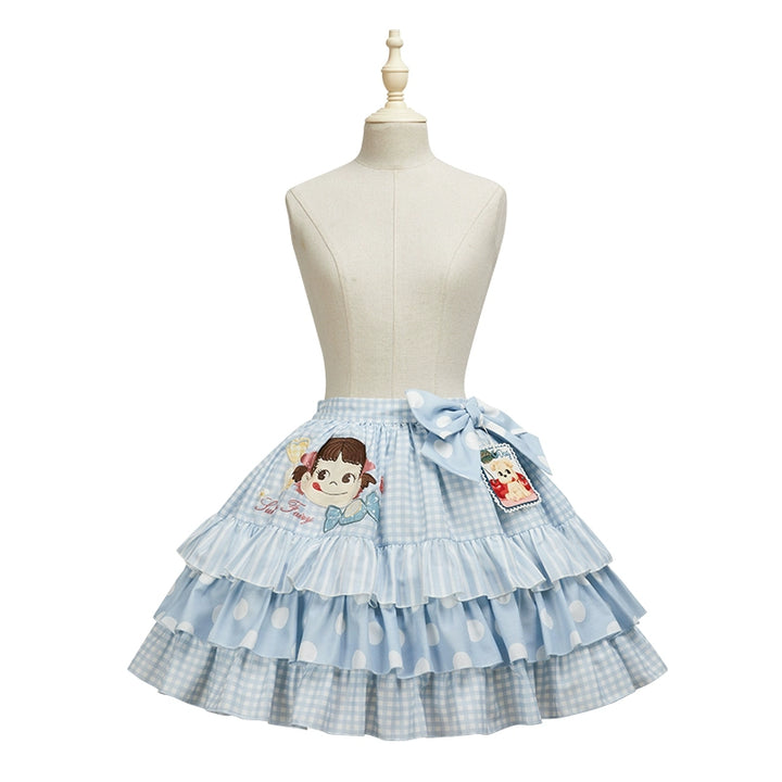 Summer Fairy~IP Collab Kawaii Lolita Dresses OP Home Wear Salopette Cardigan SK XS Cake SK - blue 