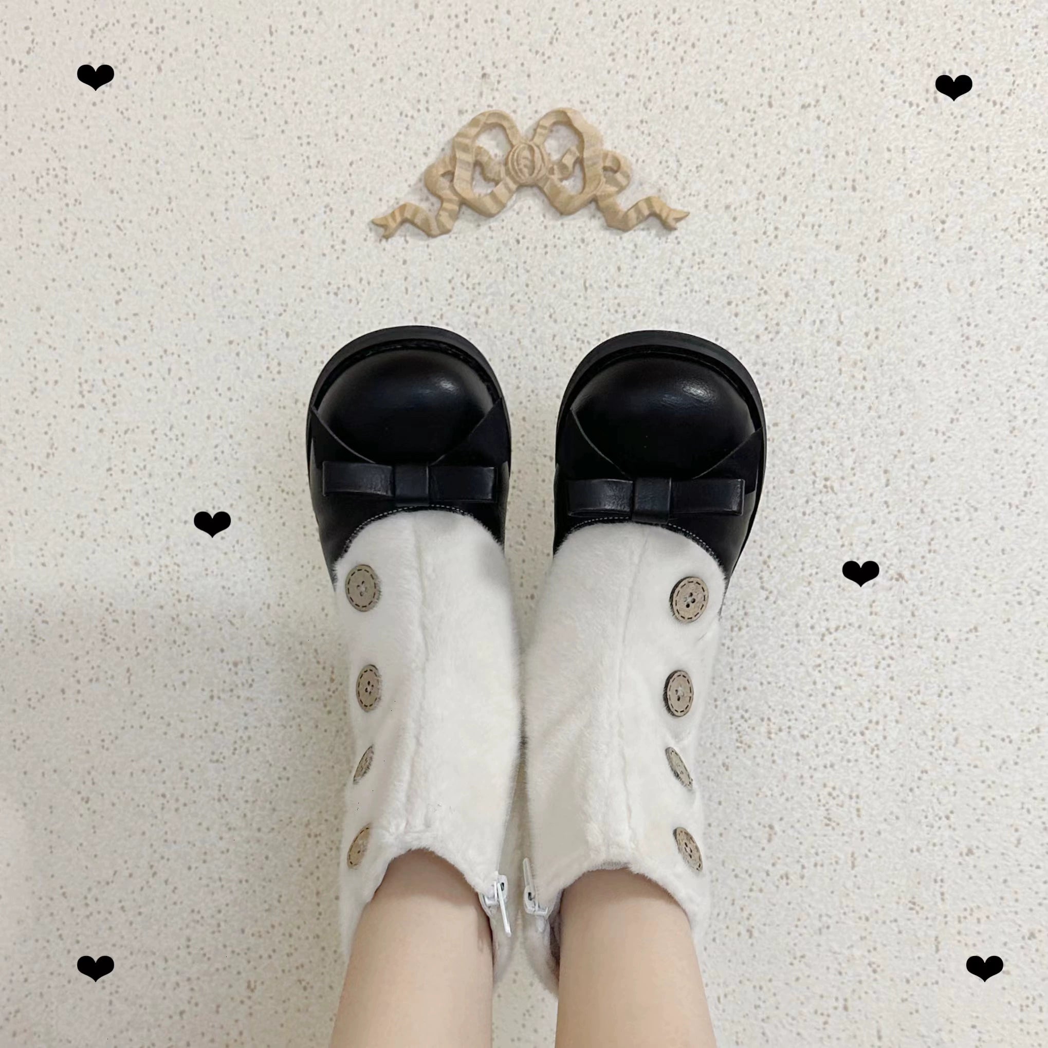Dolly Doll~Winter Lolita Boots Fur Mary Jane Lolita Low Heel Shoes 32674:403308