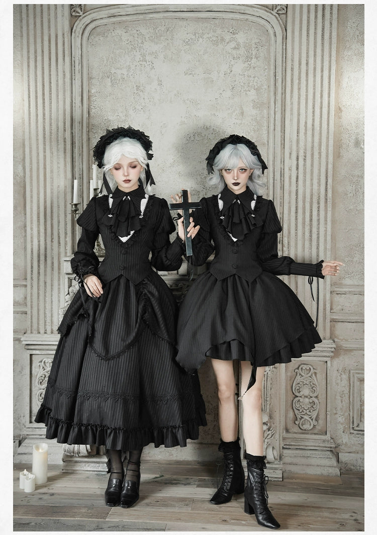 With PUJI - Night Talk - Gothic Lolita Skirt Dress Set, Batwing-shaped Accents 44188:797659