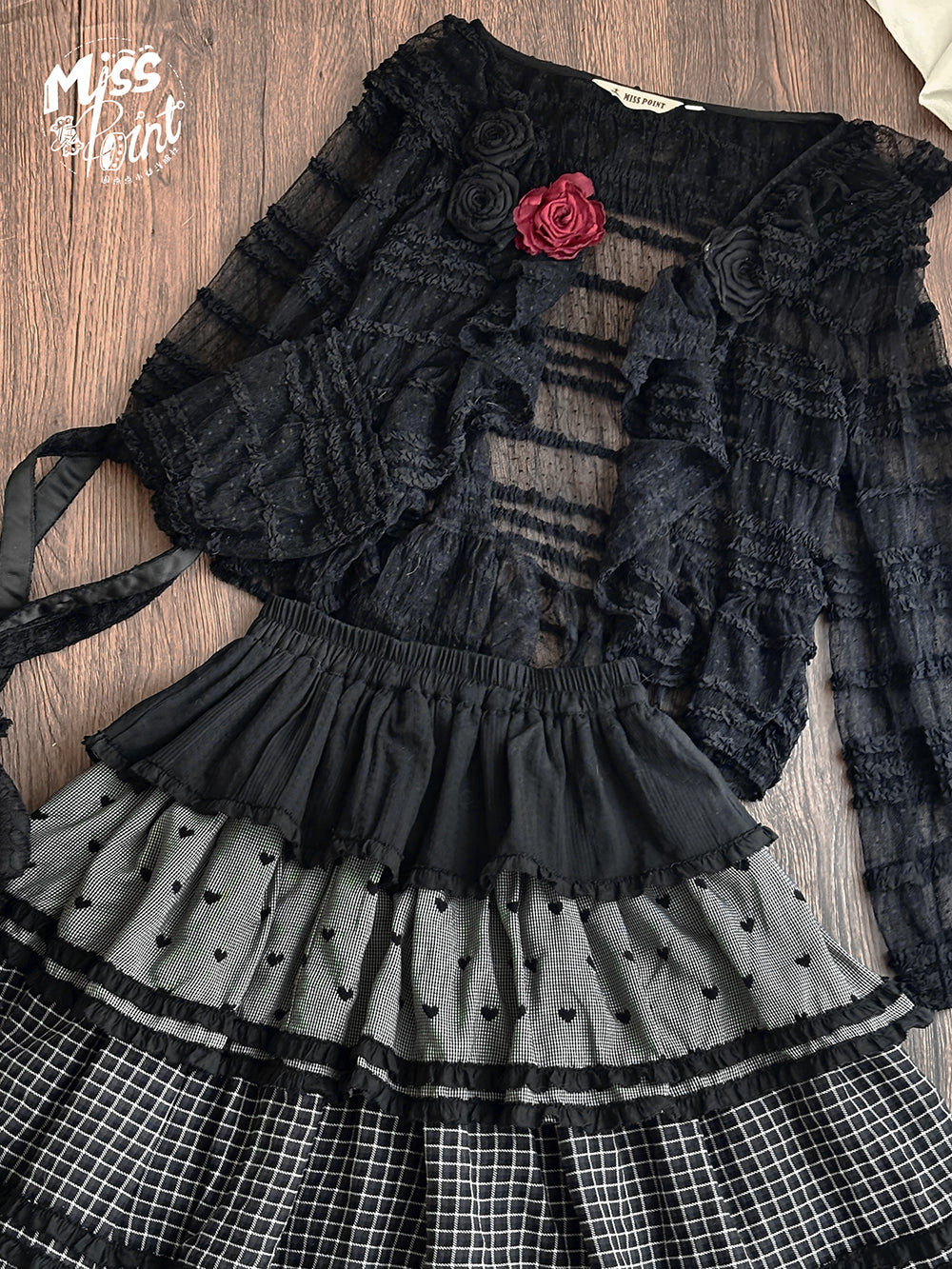 Miss Point~Garden Sunflower~Country Lolita SK Patchwork Tiered-Ruffles Skirt 42511:742963