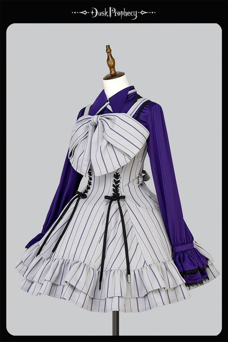 DuskProphecy - Heron - Classic Lolita Striped JSK Dress, Halter Neckline 44313:802869