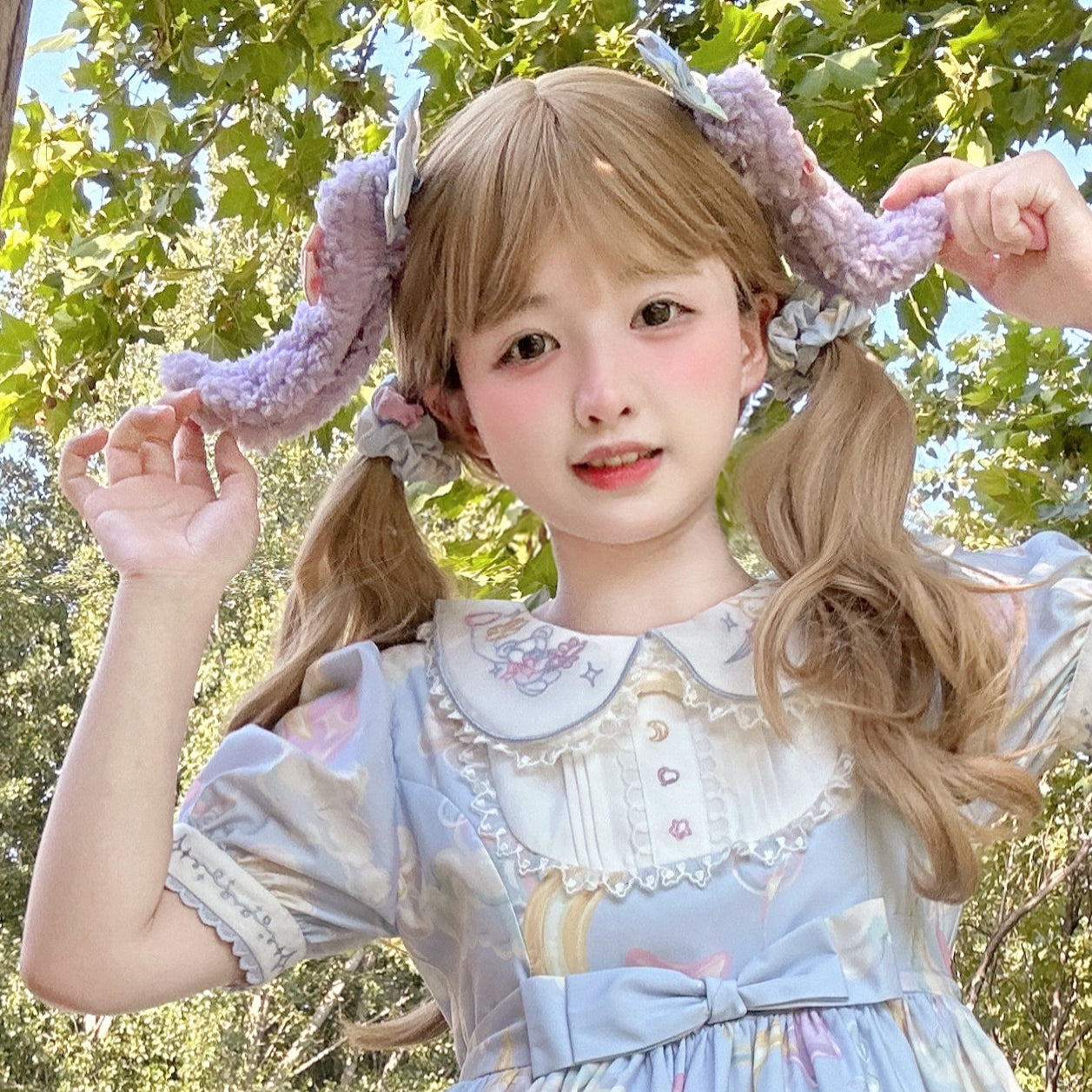 GD Lolita~Sweet Lolita Blue and Purple Headdress purple plush ears  