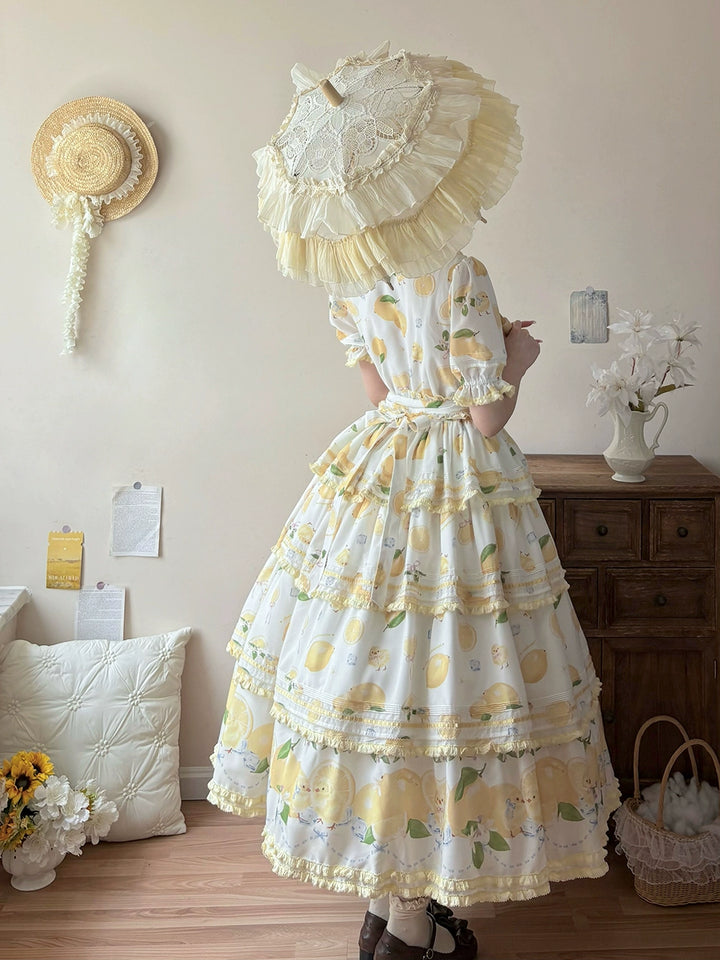 Miss Point~Lemon Chick~Country Lolita Printed OP With Button Front 42984:760398