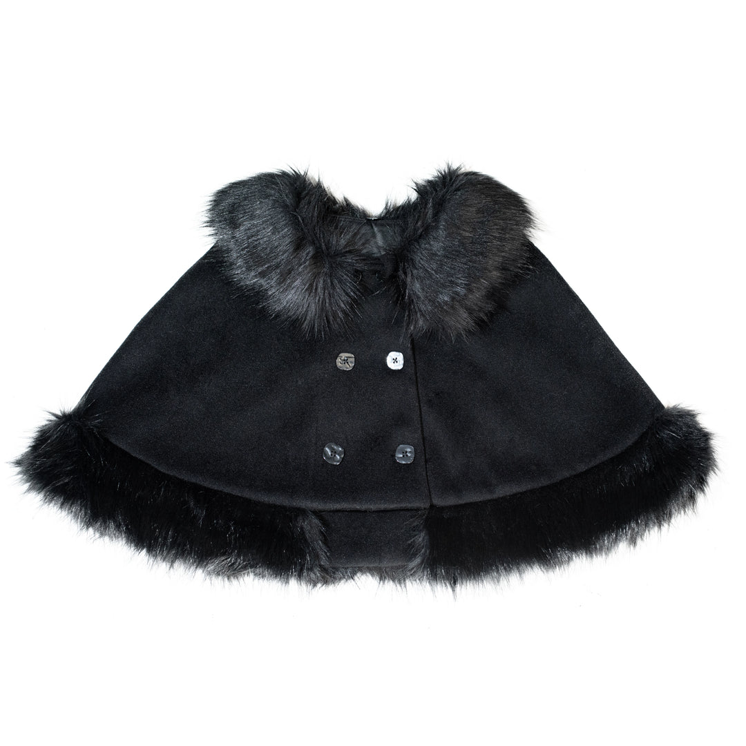 Southern Cross~Walnut Clip Bear~Winter Kawaii Lolita Cape Cute Fur Collar Cloak Black Cape Small 