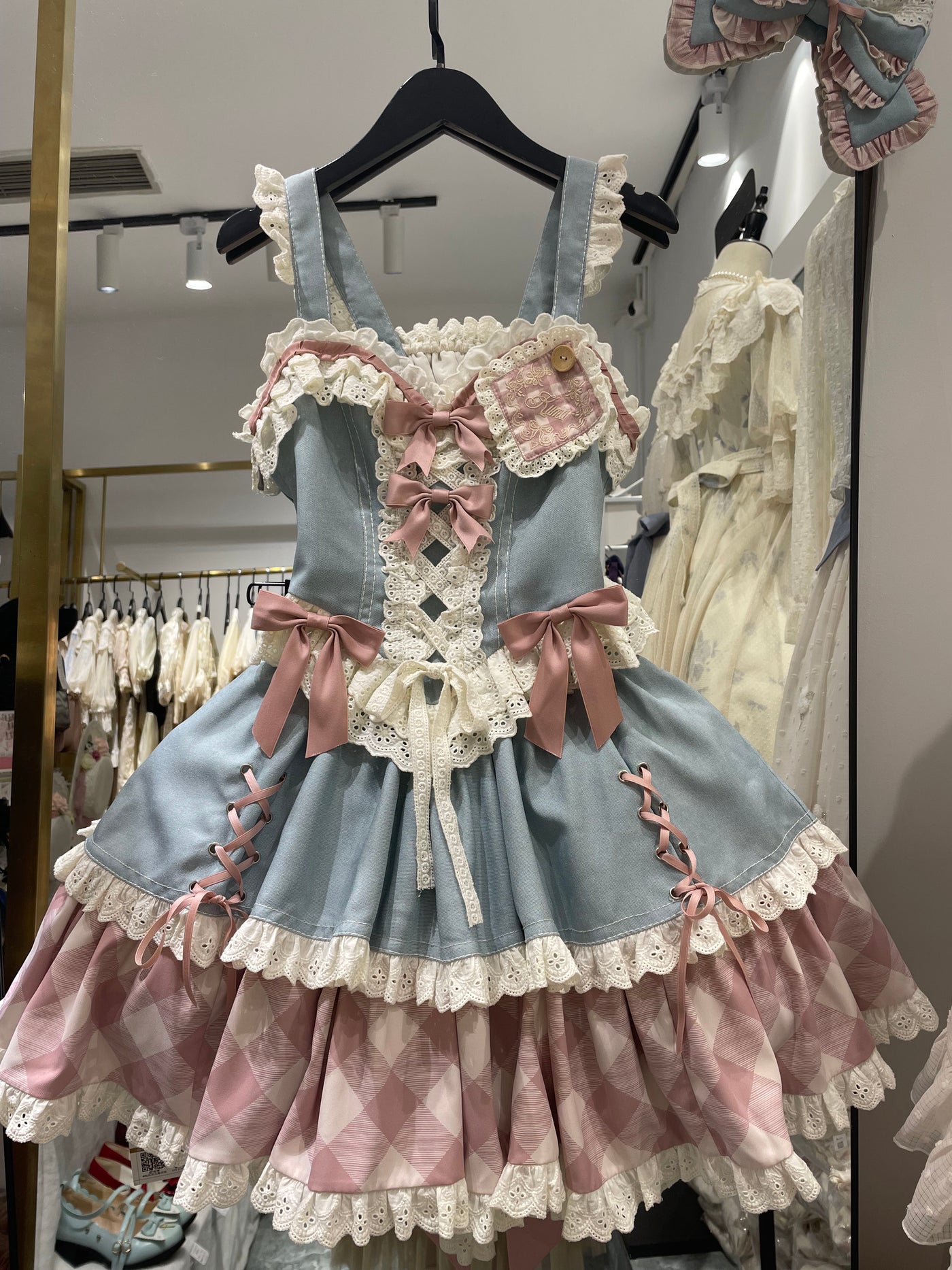 Kuma~Sweet Cowboy~Sweet Lolita Pastel Colors Denim Skirt Set   