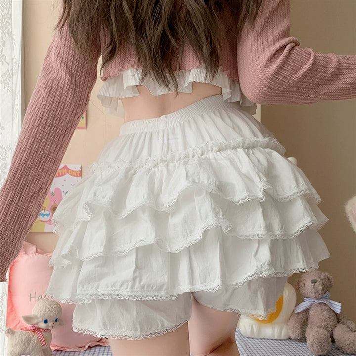 Sugar Girl~Cotton Lolita Bloomer Loose Ruffled Hem Petticoat Multicolors