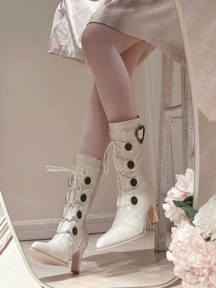 Pure Tea For Dream~Oakmoss~Classic Lolita Boots Pointed Toe Lolita Shoes