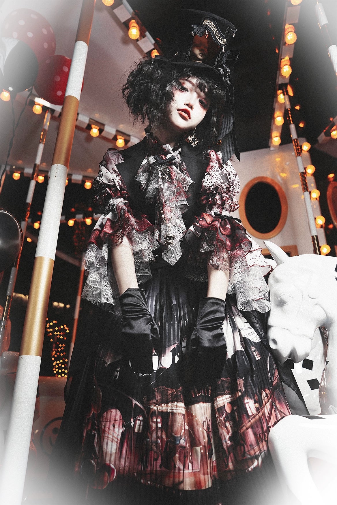 Lilith House - Horror Park - Gothic Lolita Blouse Bloodstain Print Shirt