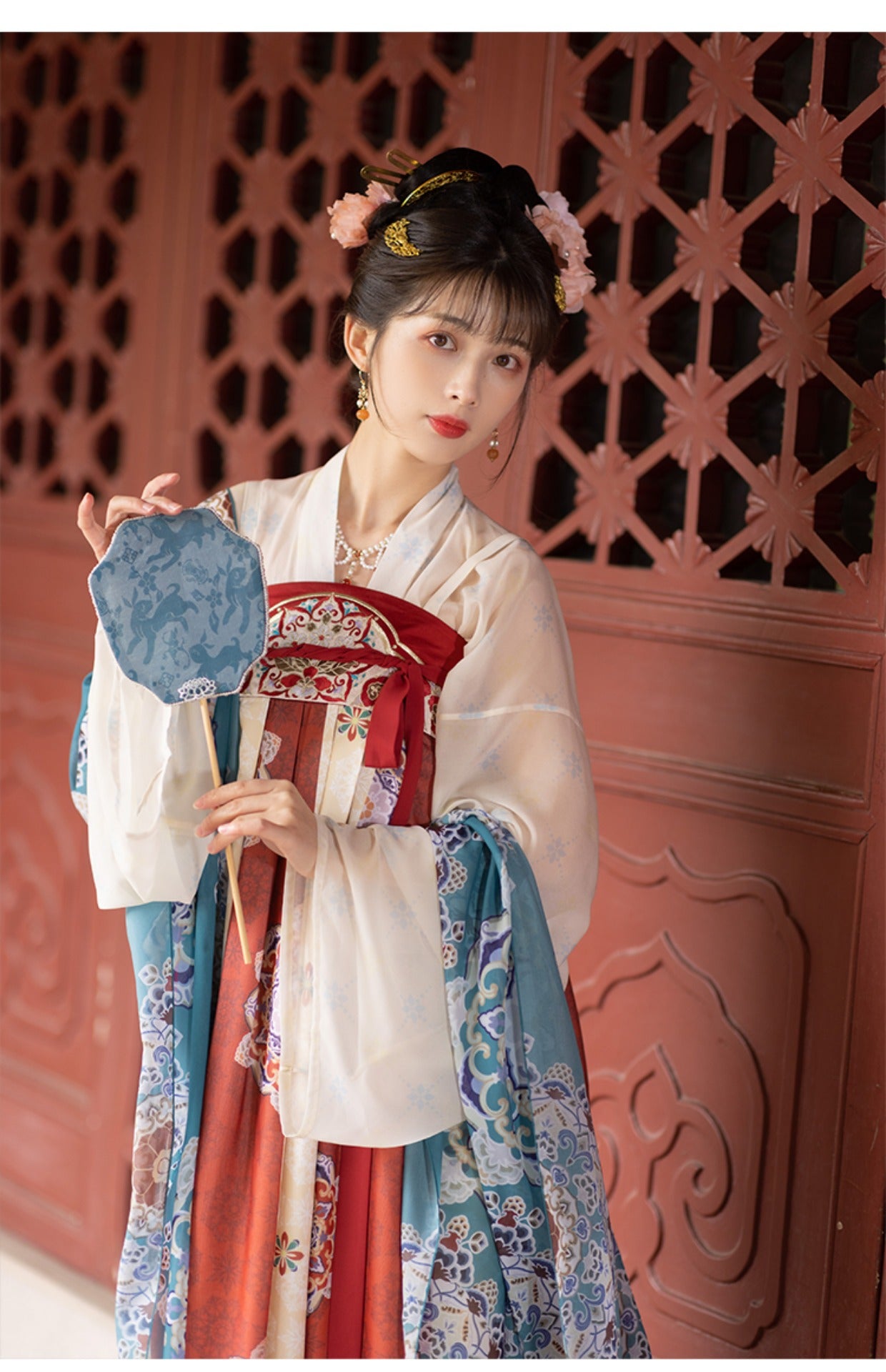 Chixia~Calyx Feast~Han Lolita Tang Improved Chest-length Hanfu Dress short blouse S 