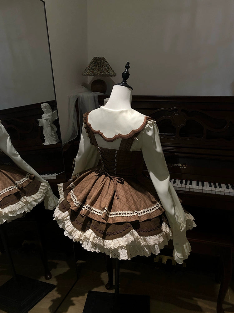 Seal Frosting House - Hot Cocoa Bear - Kawaii Lolita JSK Dress, Blouse & Cape (L M S XL) 44181:797632