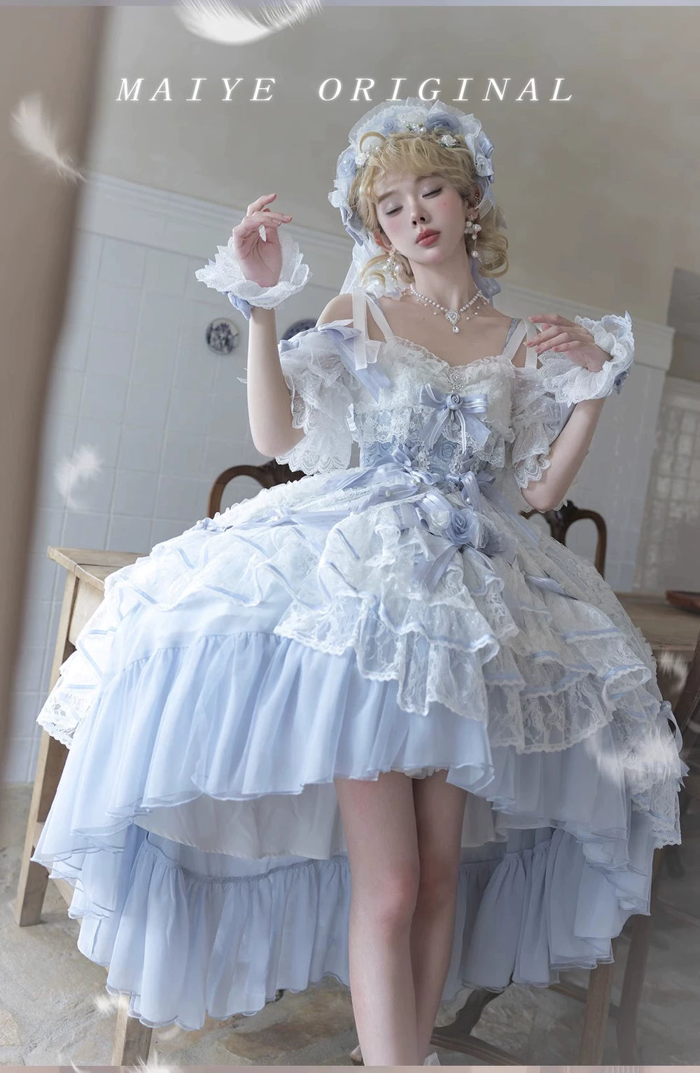 MieYe~Diana Rose~Bridal Lolita Dress Short Wedding OP with Accessories 41638:708720