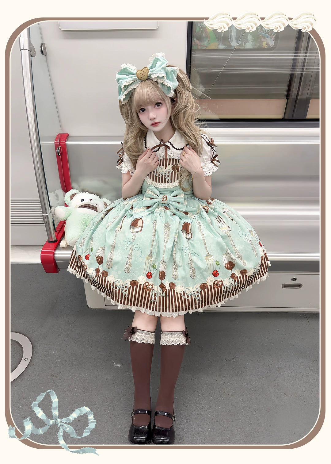 Sweet Dream Sheep~Sweet Dessert~Green Lolita Jumper Dress Lolita Headwear   