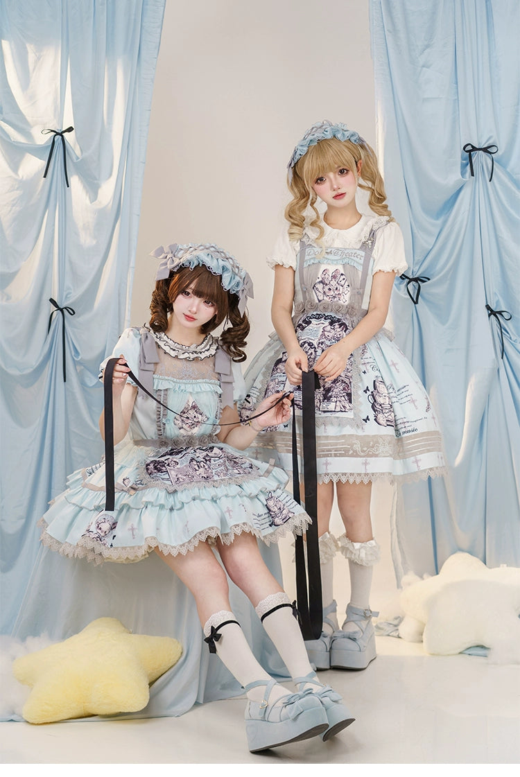 Honey Machine~Doll Theater~Sweet Lolita OP/JSK Bunny Print Daily Lolita Dress   