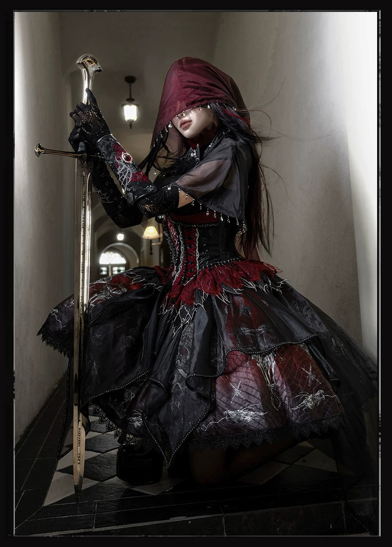 Bone Dragon - Gothic Lolita Corset JSK Dress Set with Embroidery 45654:856908