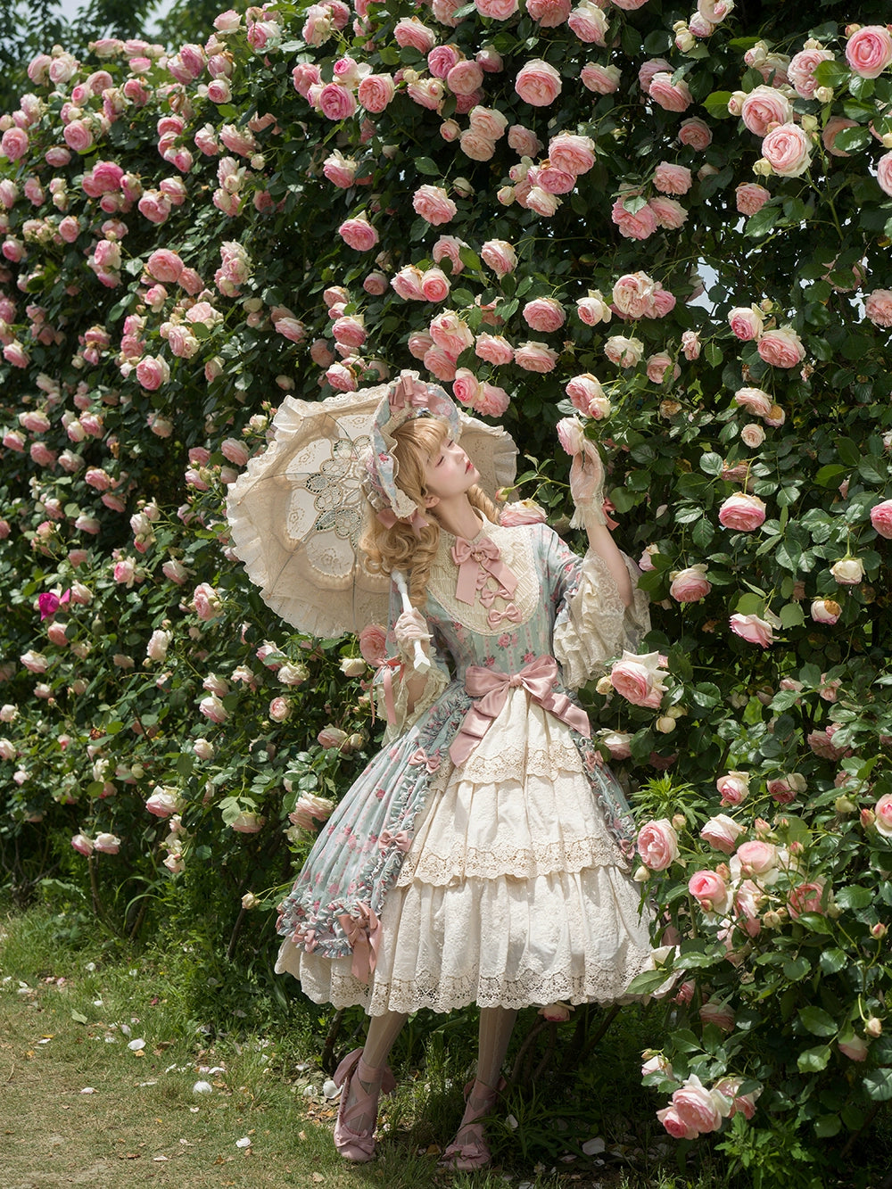 Miss Point~Lilyka Garden~Classic Lolita OP Dress Elegant Floral Wall Princess Sleeve