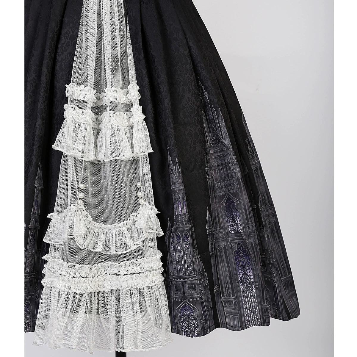 Cornfield Lolita~Silent Church~Gothic Lolita JSK Front Open Printed Dress and Thin Cardigan Set 36966:541964