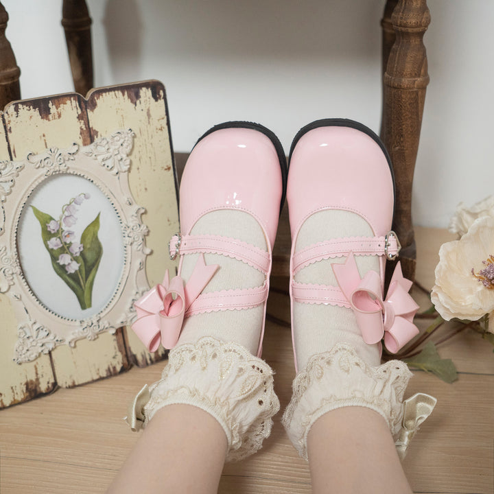 Dolly Doll~Apple Candy~Mary Jane Lolita Shoes Bow PU Low-Mid Heel Shoes 35 Pink (35 36 37 38 39 40 / Pink) 32682:408358