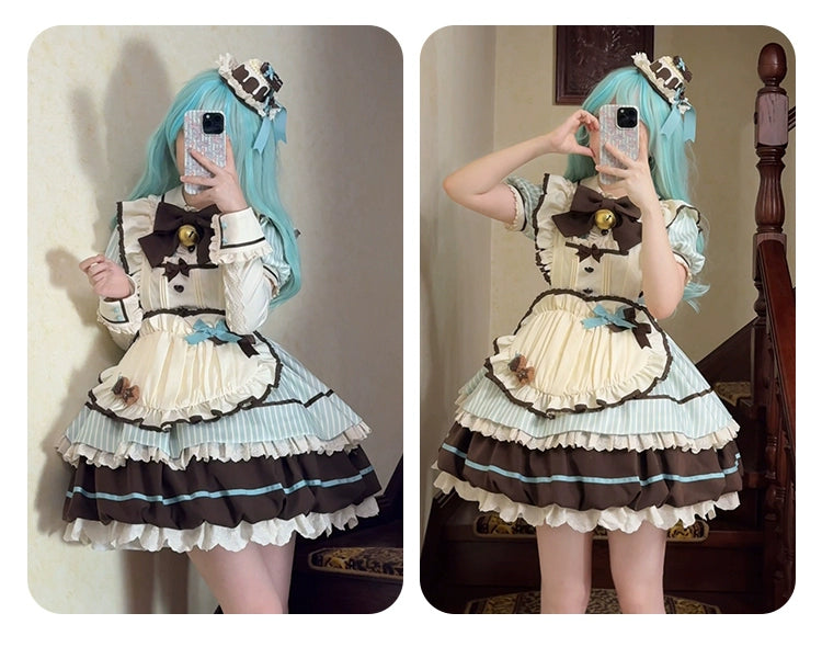 Sakurahime~Berry Bubble~Kawaii Lolita OP Tiered Ruffles Apron Lolita Dress